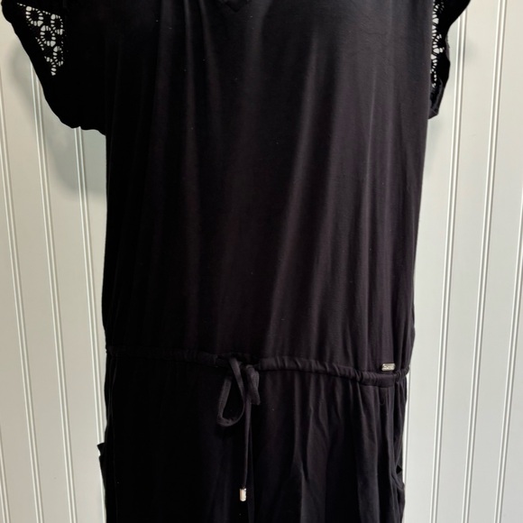 Calvin Klein Swimwear Crochet-Shoulder Tunic Cover Up Women's L/XL Black Dress - Picture 2 of 16